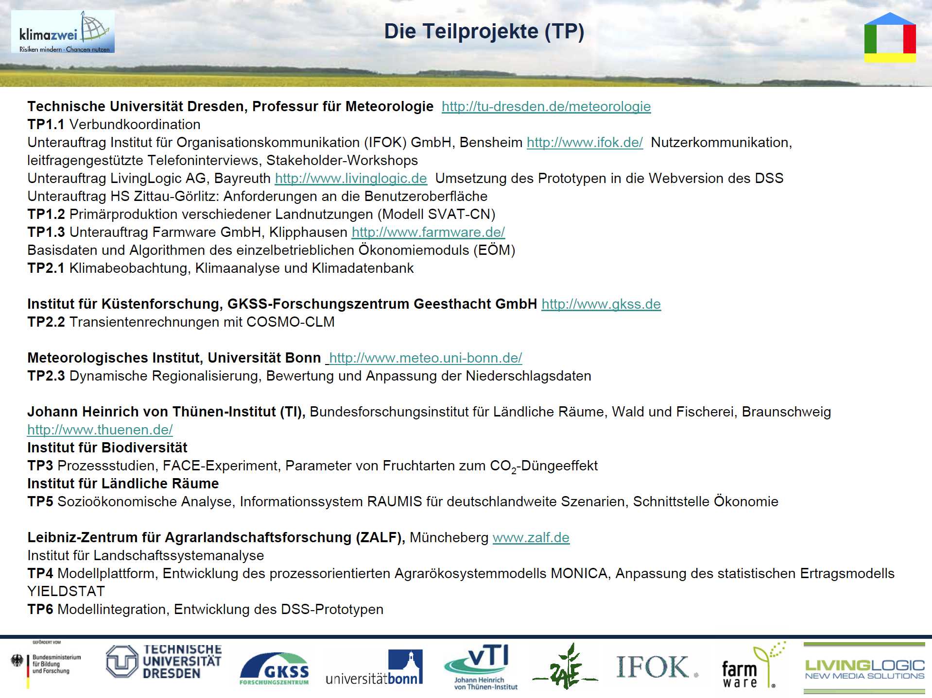 14/19 - LandCaRe 2020 - Teilprojekte