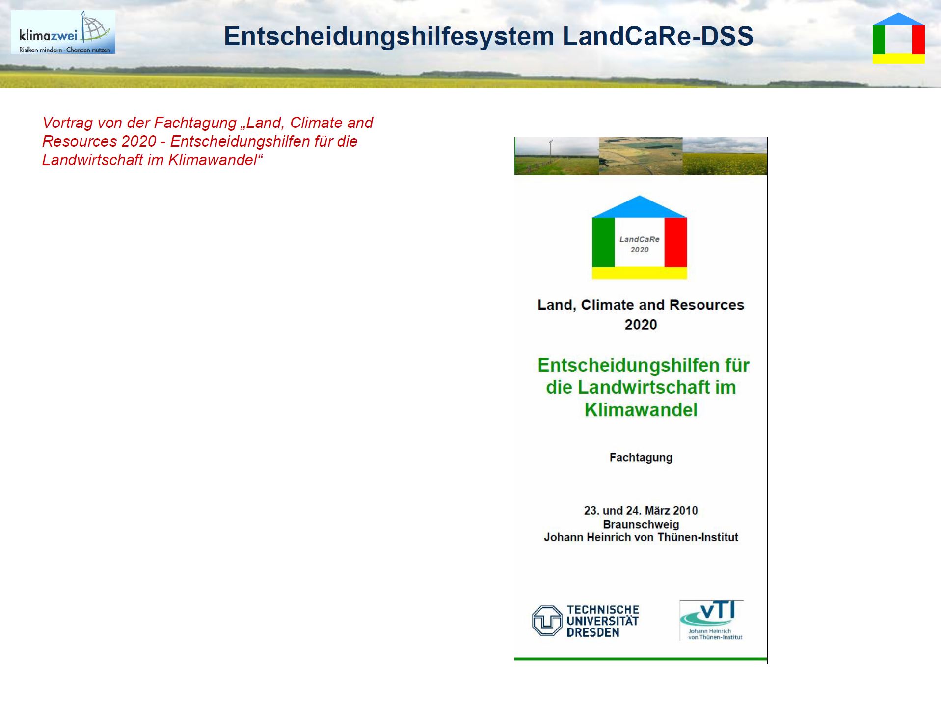 1/33 - LandCaRe-DSS - Entscheidungshilfen für die Landwirtschaft im Klimawandel
